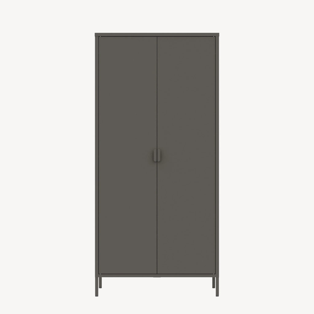 Armadio Guradaroba Esteli in Acciaio a 2 Ante con 2 Barre Appendiabiti e 4 Ripiani 170 x 80 x 45 cm - Nero [en.casa]
