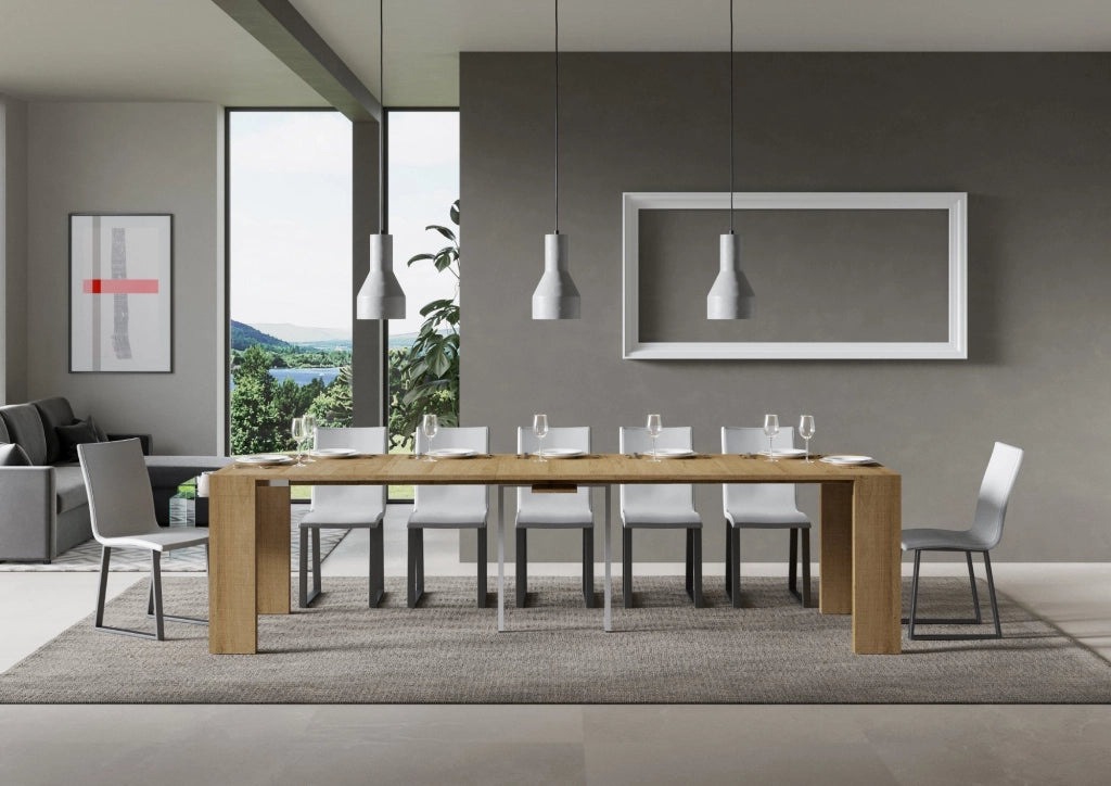 Consolle Allungabile 90-300x42x77 cm in Nobilitato Marrone
