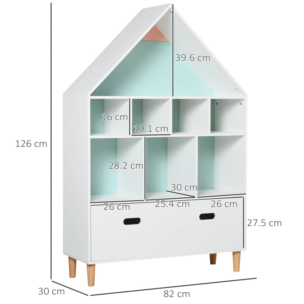 Libreria a cubi per bambini con mensole ¨C zephmum ¨C bianca, azzurra, rosa 82x30x126 cm