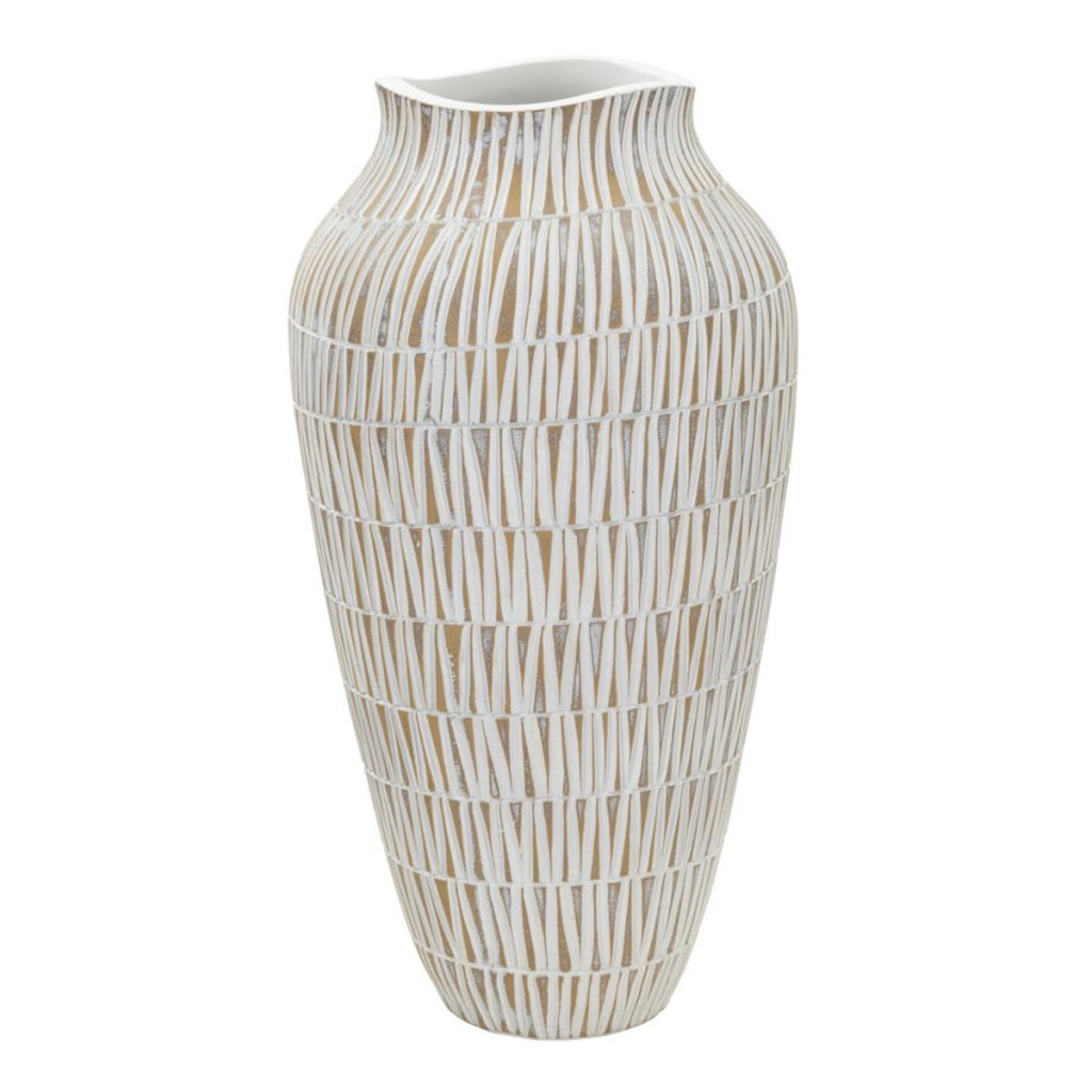 Vaso Decorativo VKH676, Bianco, Poliresina, 22x22x44 cm