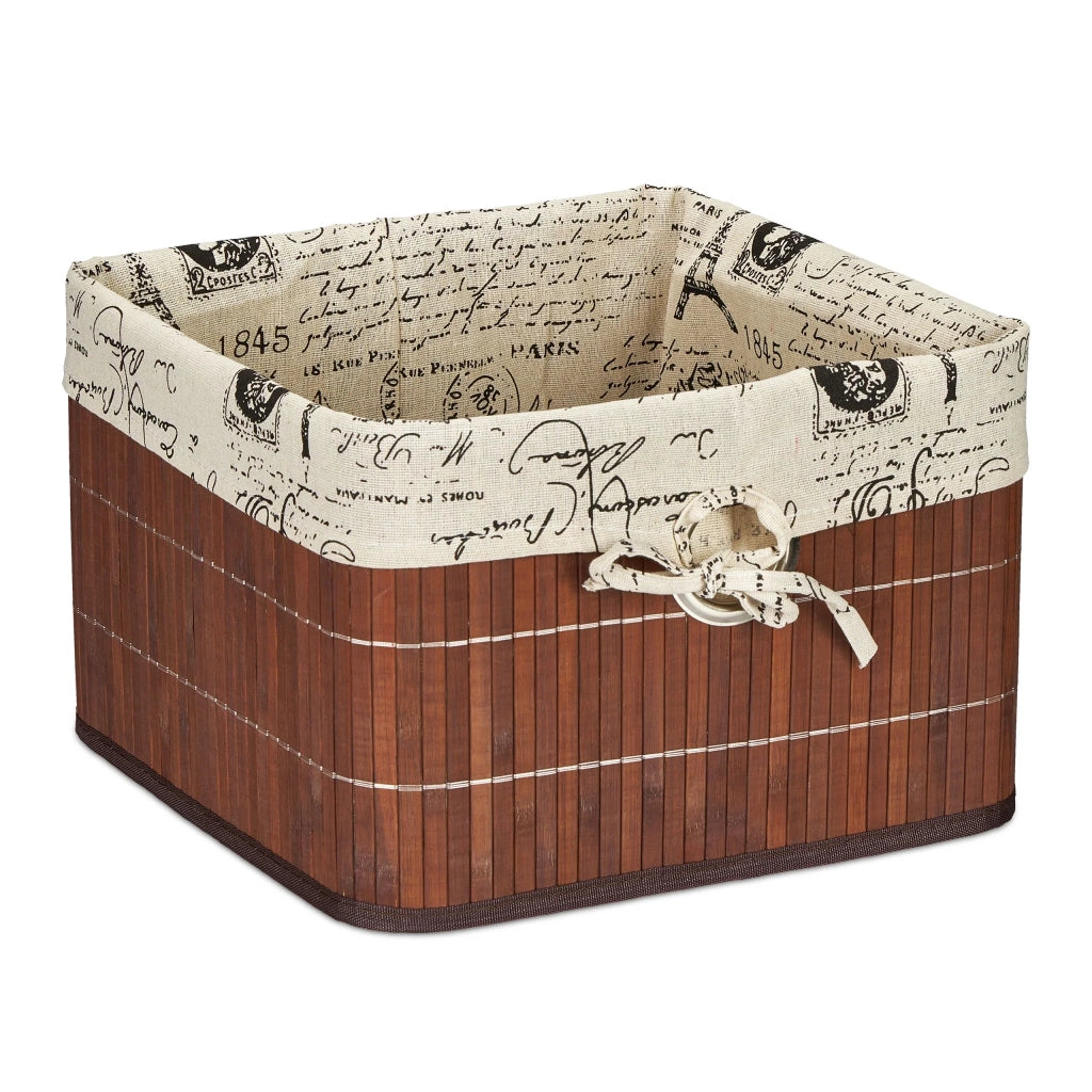 Cesto portaoggetti versatile ed elegante per soggiorno camera da letto bagno 20 x 31 x 31 cm in bambù marrone 13_0012220