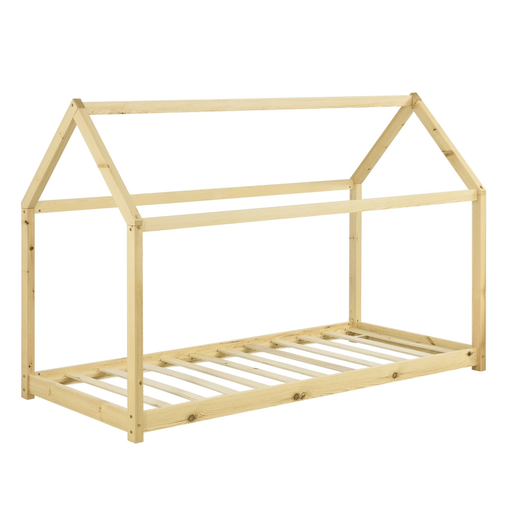 Letto per Cameretta Netstal a Casetta 80x160 cm Legno Naturale [en.casa]
