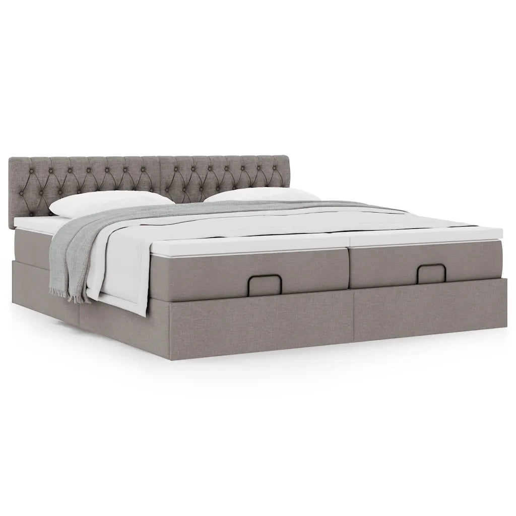 Struttura Letto Pouf con Materassi Tortora 160x200cm in Tessuto 3312012
