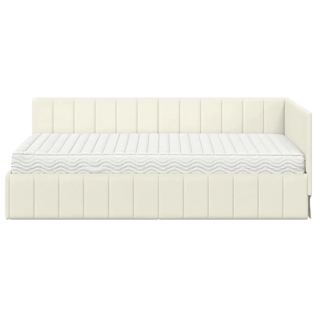 Struttura Letto Angolare con Materasso 2 pcs Crema Velluto 3393875
