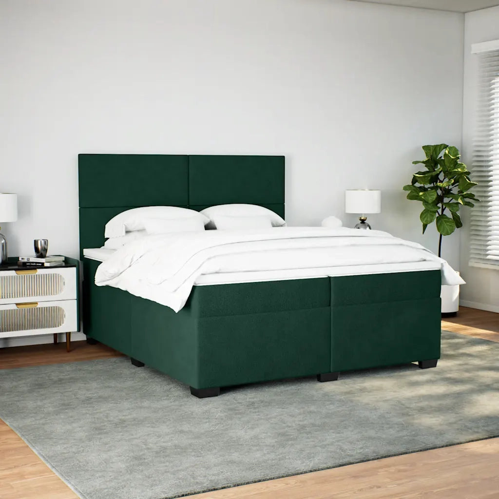 Giroletto a Molle con Materasso Verde Scuro 200x200 cm Velluto 3290999