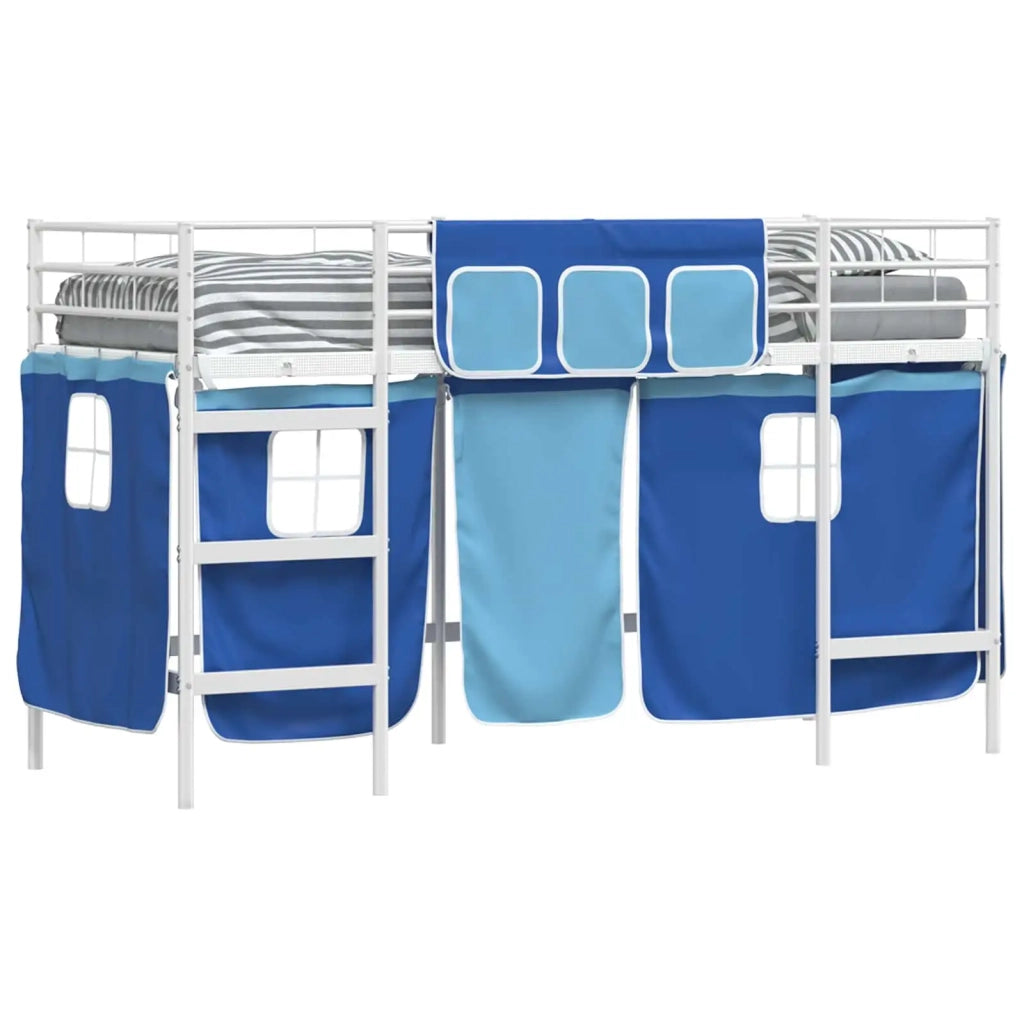 Struttura del Letto Loft per Bambini con Tendine Bianco e Blu 42020815
