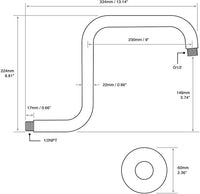Braccio doccia a sbalzo rialzo tondo