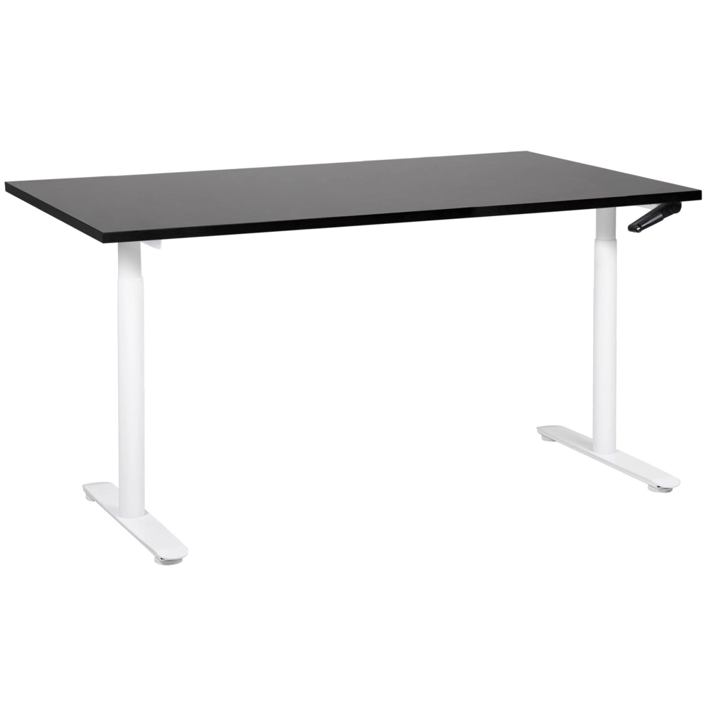 Scrivania regolabile in altezza manualmente nero e bianco 160 x 72 cm Struttura in acciaio verniciato a polvere