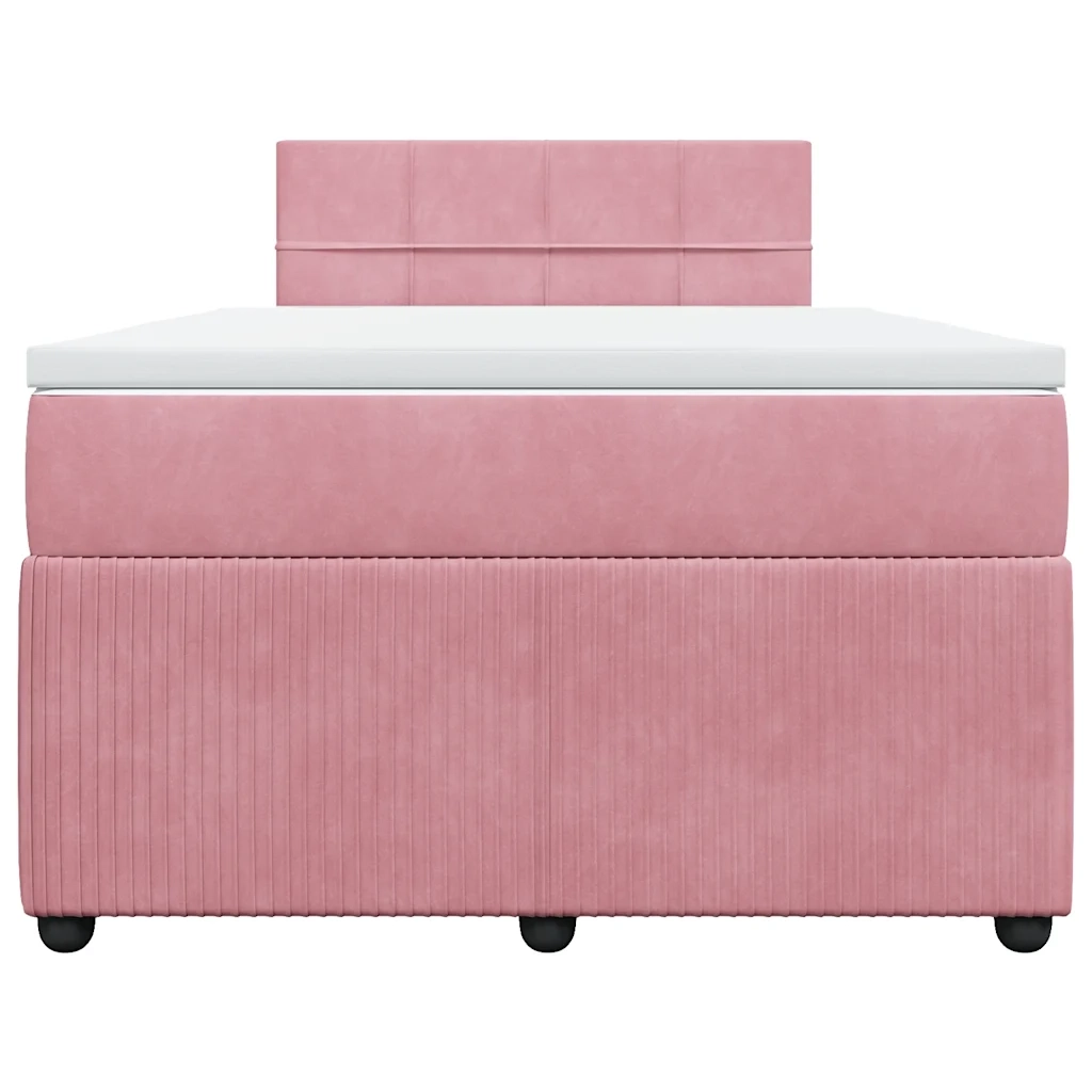 Giroletto a Molle con Materasso Rosa 120x200 cm in Velluto