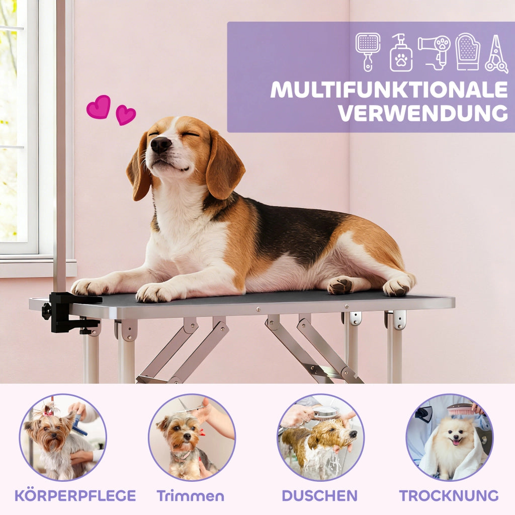 Tavolo da toeletta per cani pieghevole ¨C zephmum ¨C 81x48.5x80 cm nero