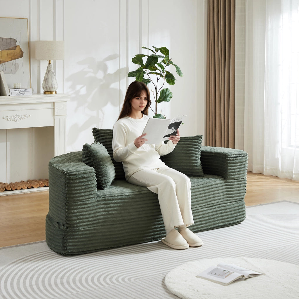 Divano Letto Rotondo 2 in 1 ¨C MINIMAL ¨C Tessuto con Tasche