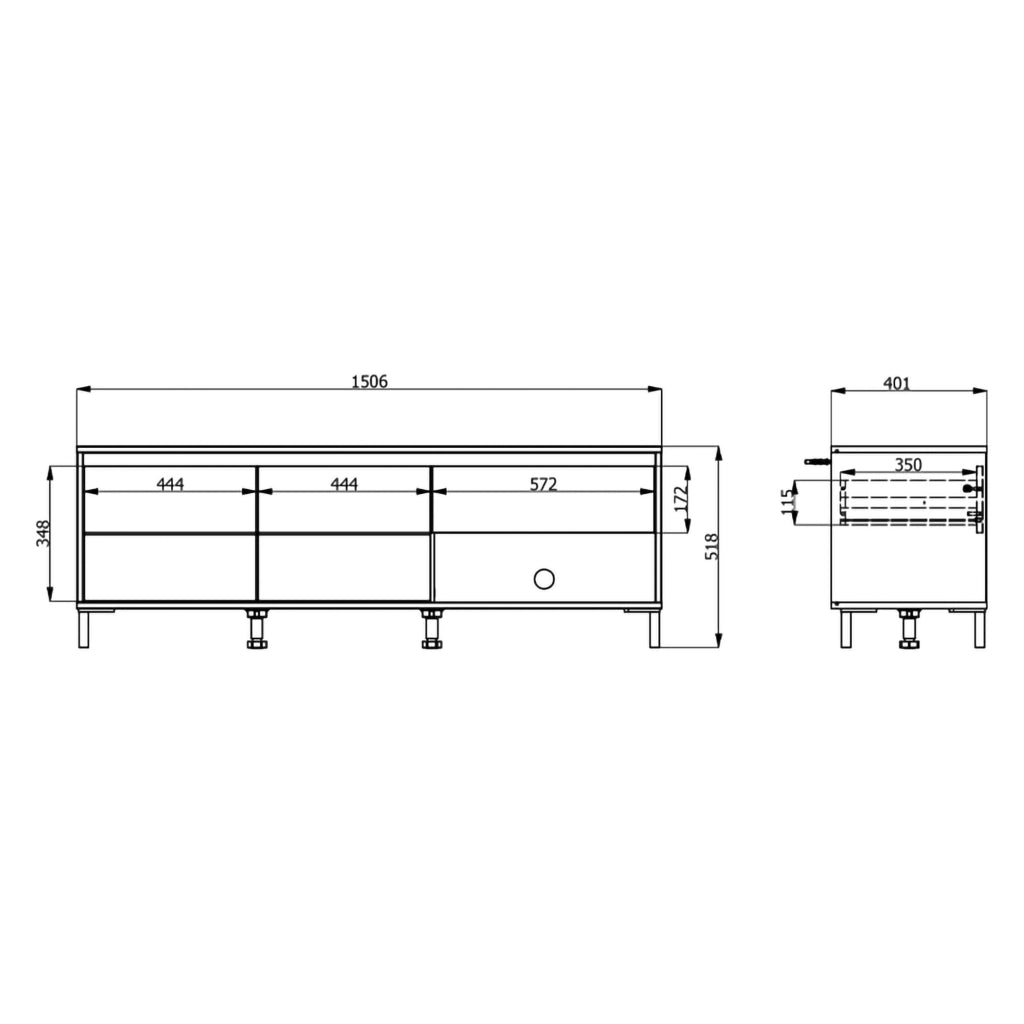 Corciano, Mobile Porta tv un Cassetto, 151x40x52h cm Marrone Rovere Nodi