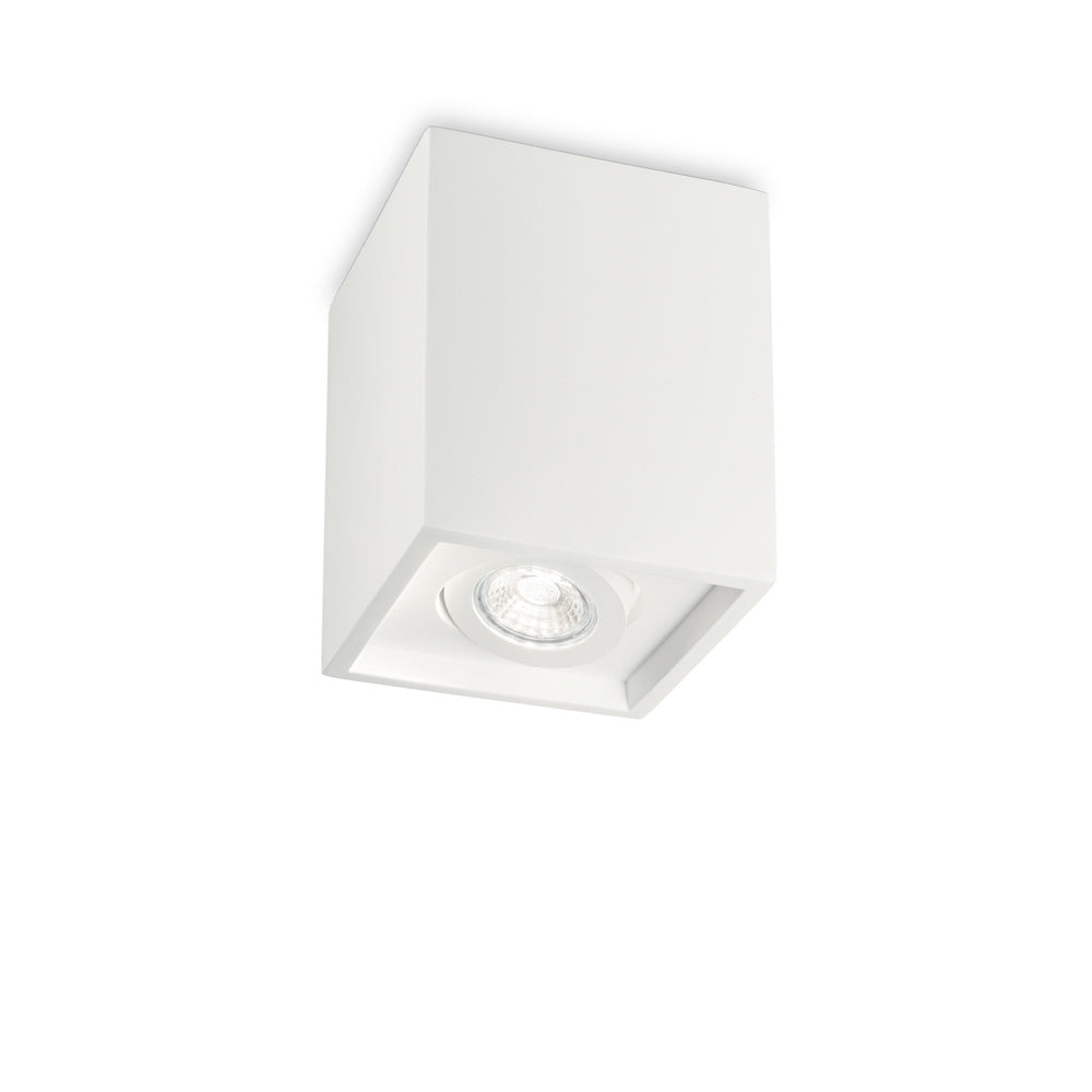 Plafoniera Moderna Square Oak Cemento - Gesso Bianco 1 Luce Gu10