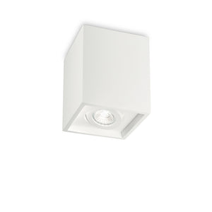 Plafoniera Moderna Square Oak Cemento - Gesso Bianco 1 Luce Gu10