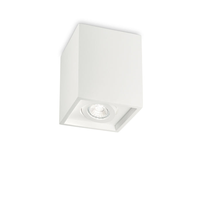 Plafoniera Moderna Square Oak Cemento - Gesso Bianco 1 Luce Gu10