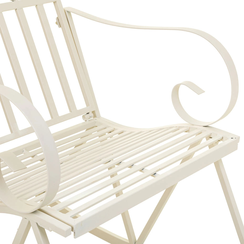 Sedia a dondolo in ferro battuto bianco 55x45x91h cm