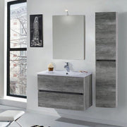 Mobile da Bagno Sospeso 80cm Colonna P32cm Mazzoni Maiorca Light Grigio Cemento