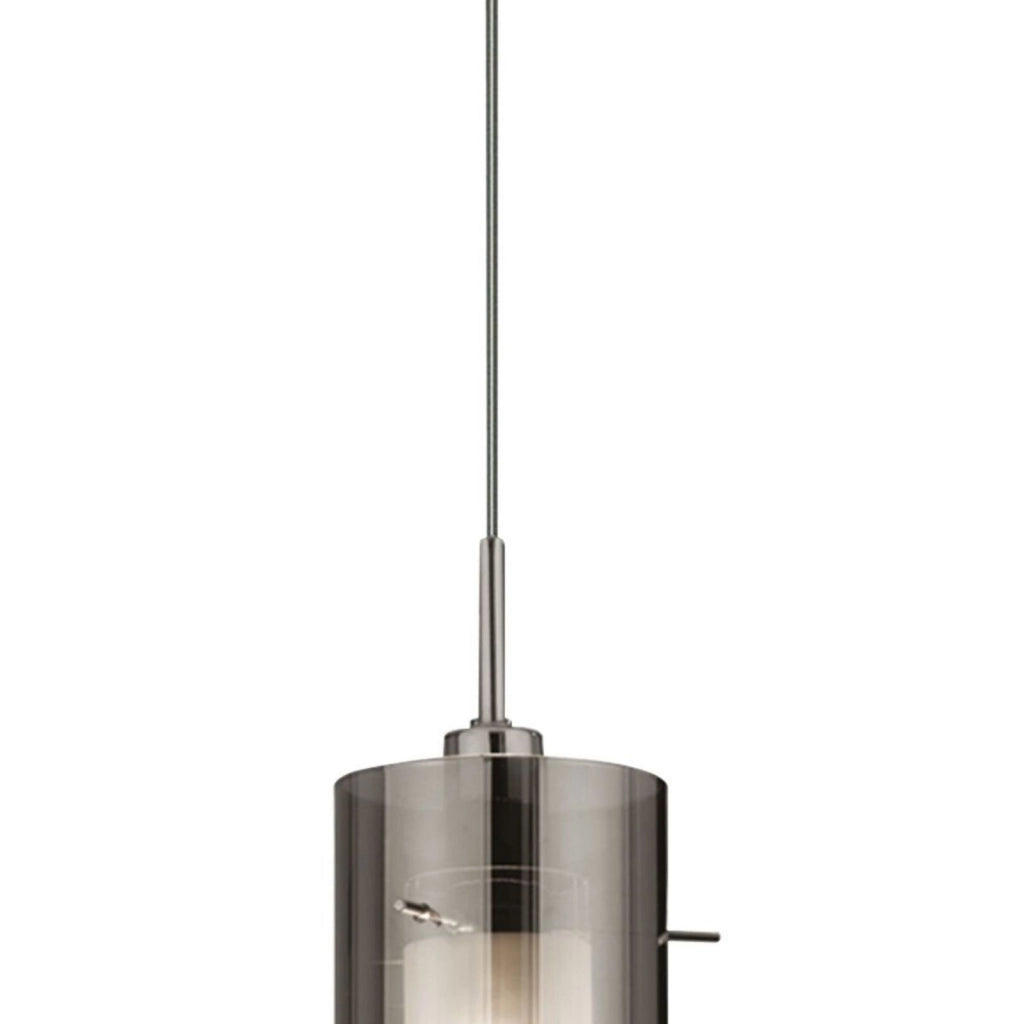 Pendente Duo II - Argento satinato e vetro fumé