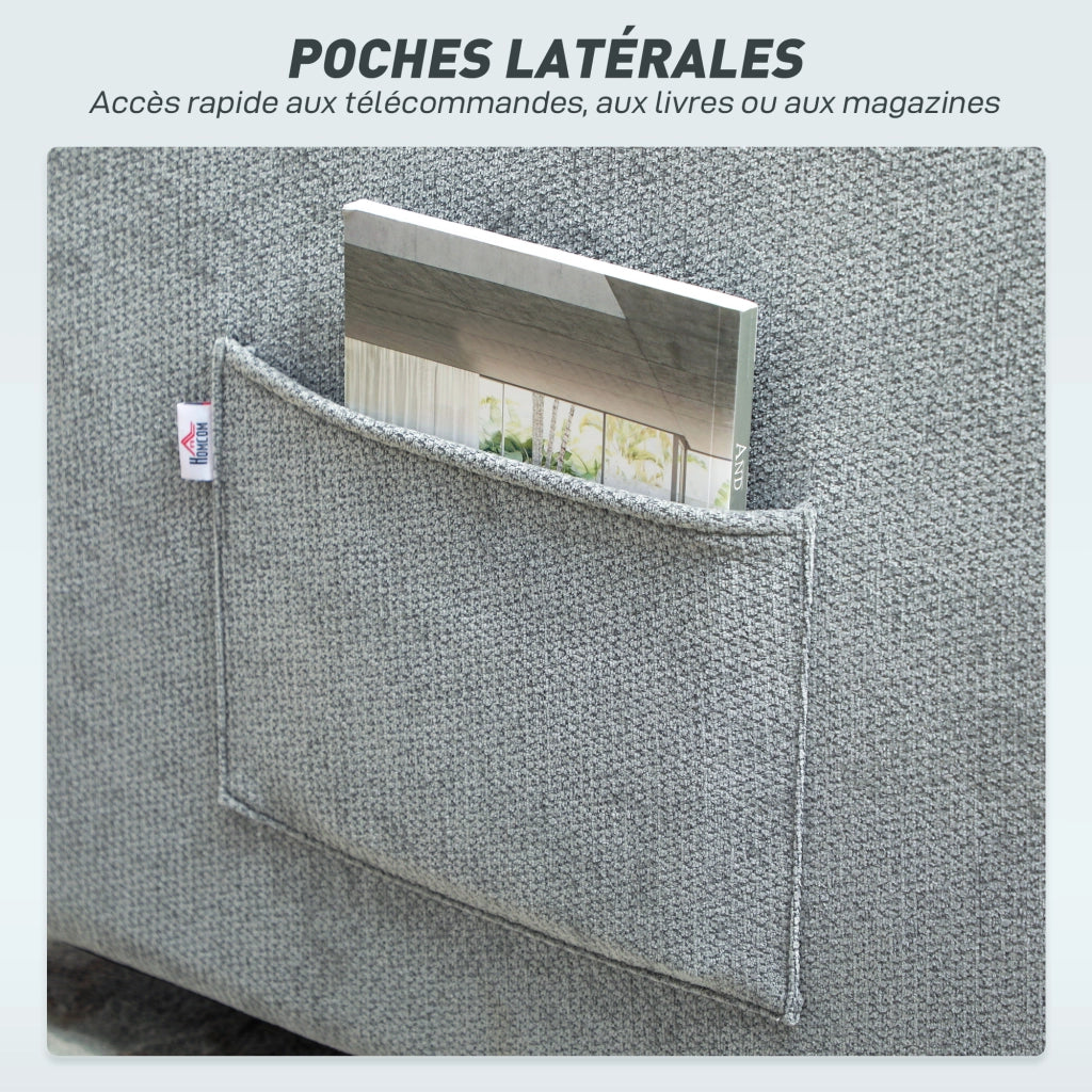Poltrona letto convertibile 3 in 1 ¨C Xylo ¨C tessuto chenille grigio 88x84x87cm