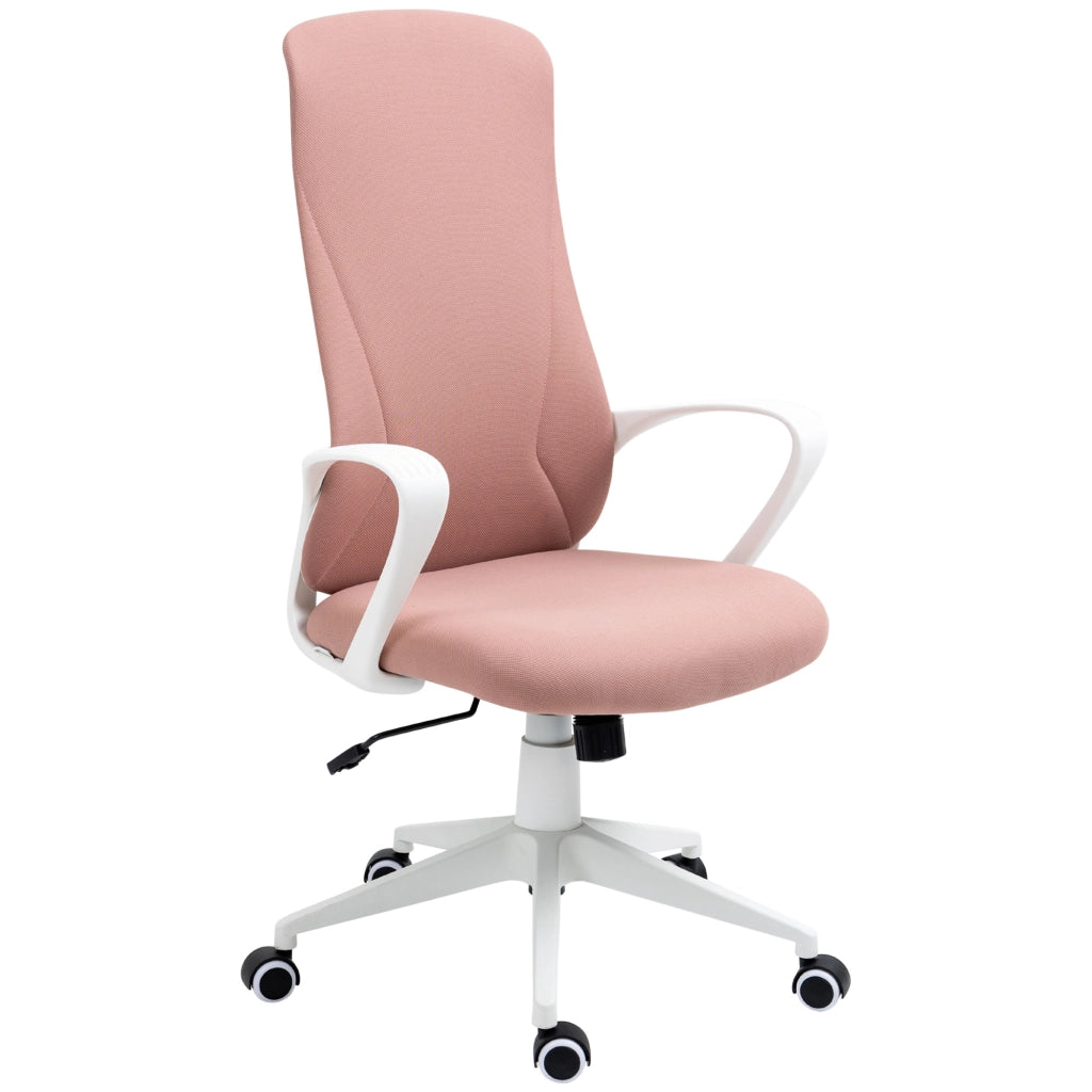 Sedia da Ufficio Giratoria con Schienale Alto e Braccioli ¨C Zephmum ¨C Rosa 62x56x110-119,5cm