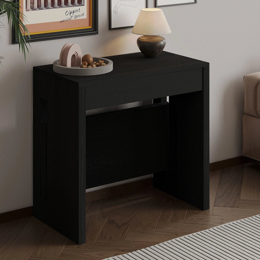 Tavolo da pranzo allungabile in legno "Nivo" - 80 x 44 x 76 cm - Nero