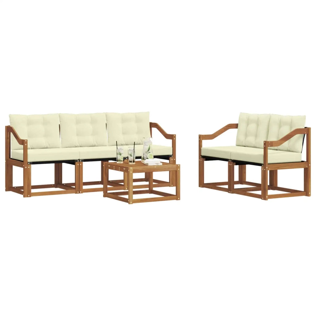 Set di divani da esterno con cuscino 6 pcs Naturale e Crema 3368409