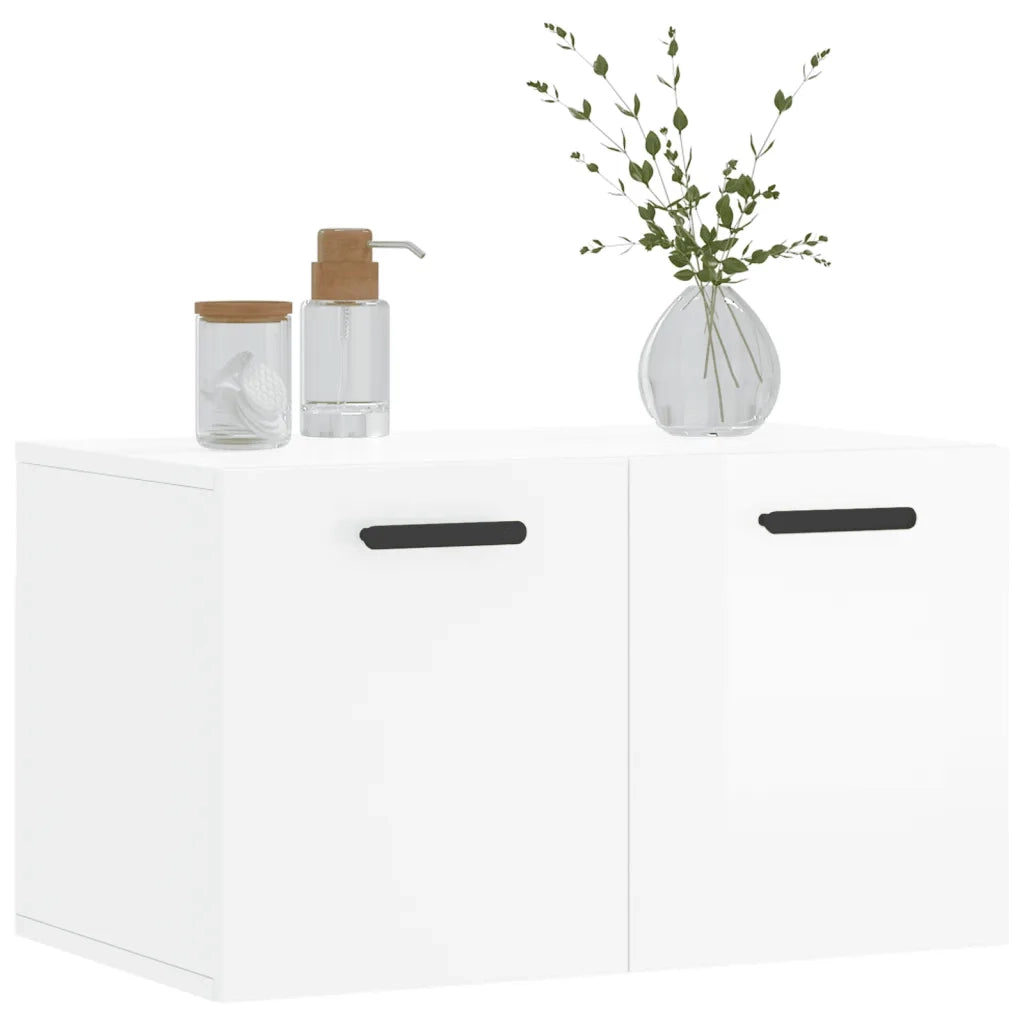 Armadietto a Muro | Mobile a Parete Bianco Lucido 60x36,5x35 cm Legno Multistrato