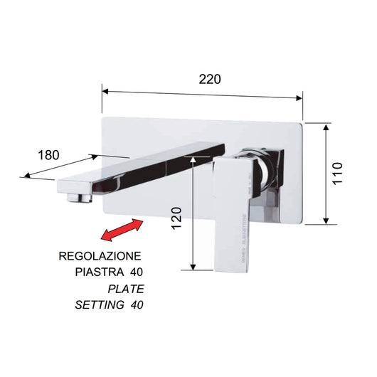 Miscelatore quadrato a parete serie qubika remer