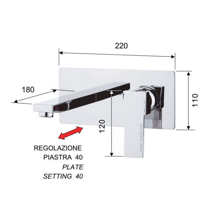 Miscelatore quadrato a parete serie qubika remer
