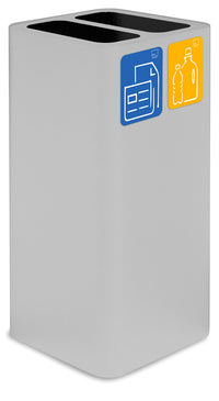 Pattumiera Per Raccolta Rifiuti 38x38xh80 cm In Acciaio Verniciato Cover a 2 Scomparti Bianco