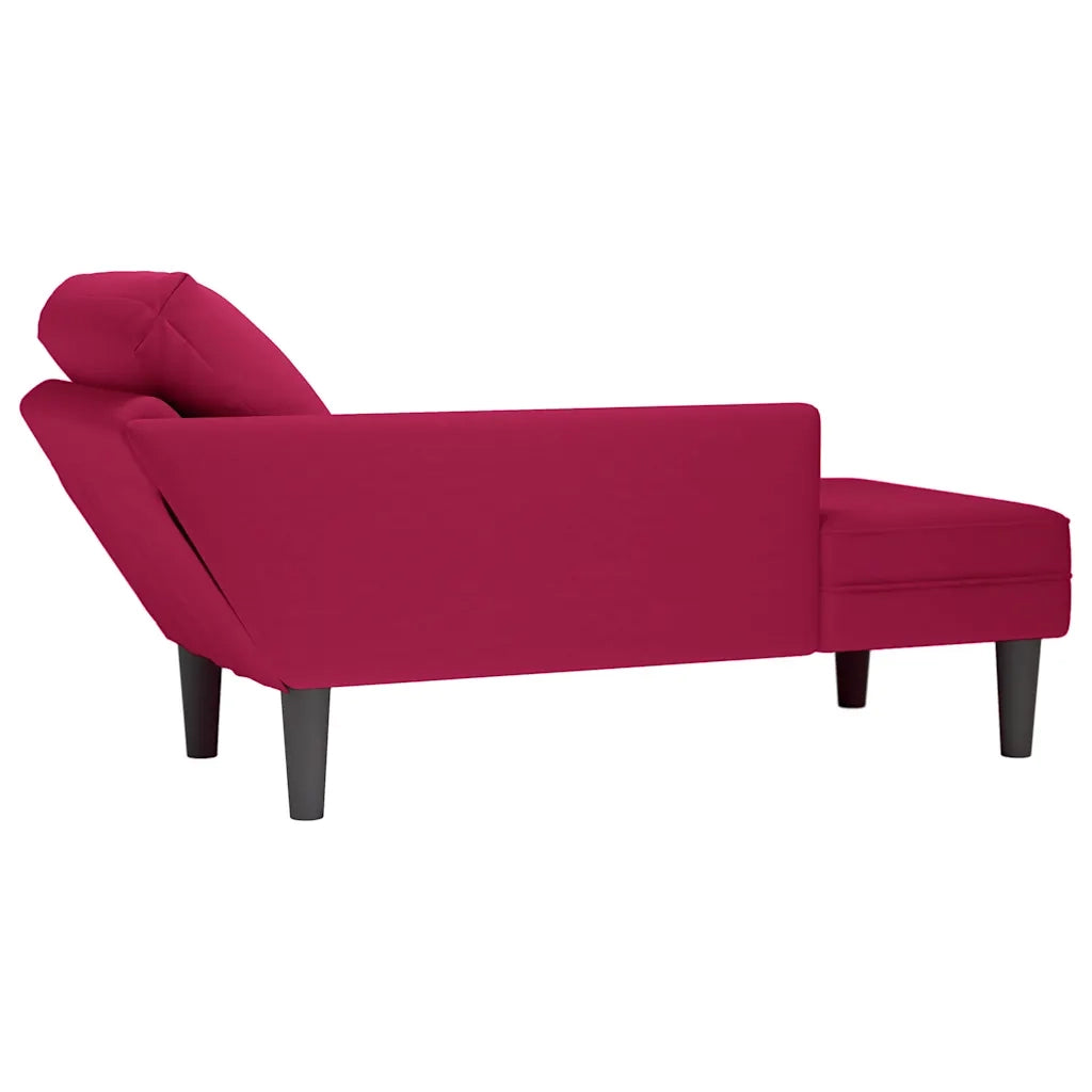 vidaXL Sdraio con Cuscino e Bracciolo Destro in Velluto Rosso Vino