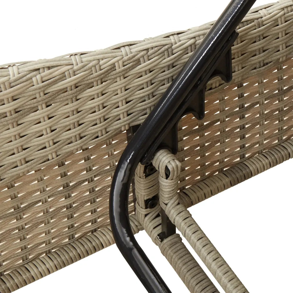 Lettino con Cuscino Grigio Chiaro 60x205x73 cm in Polyrattan 368283