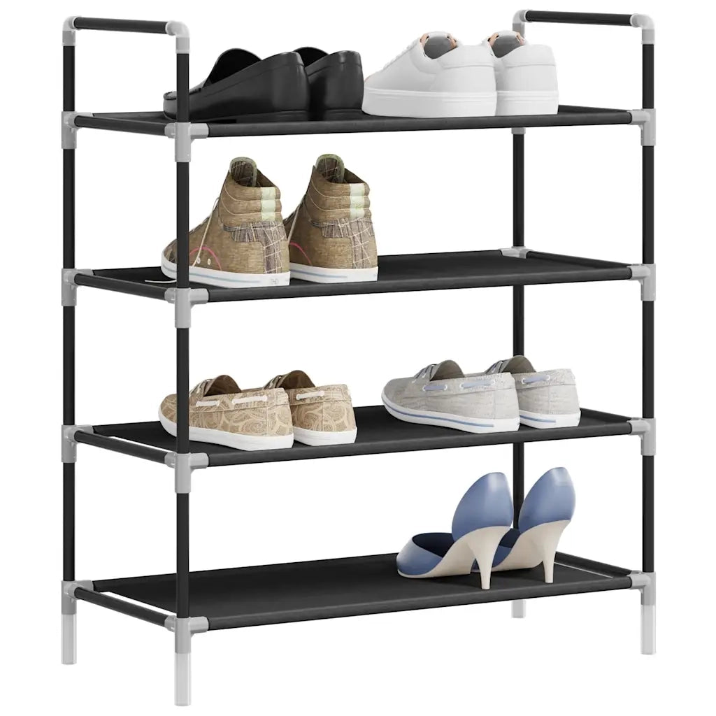 Scarpiera con 4 Ripiani-Scaffale per scarpe in Metallo e Tessuto non Tessuto Nero