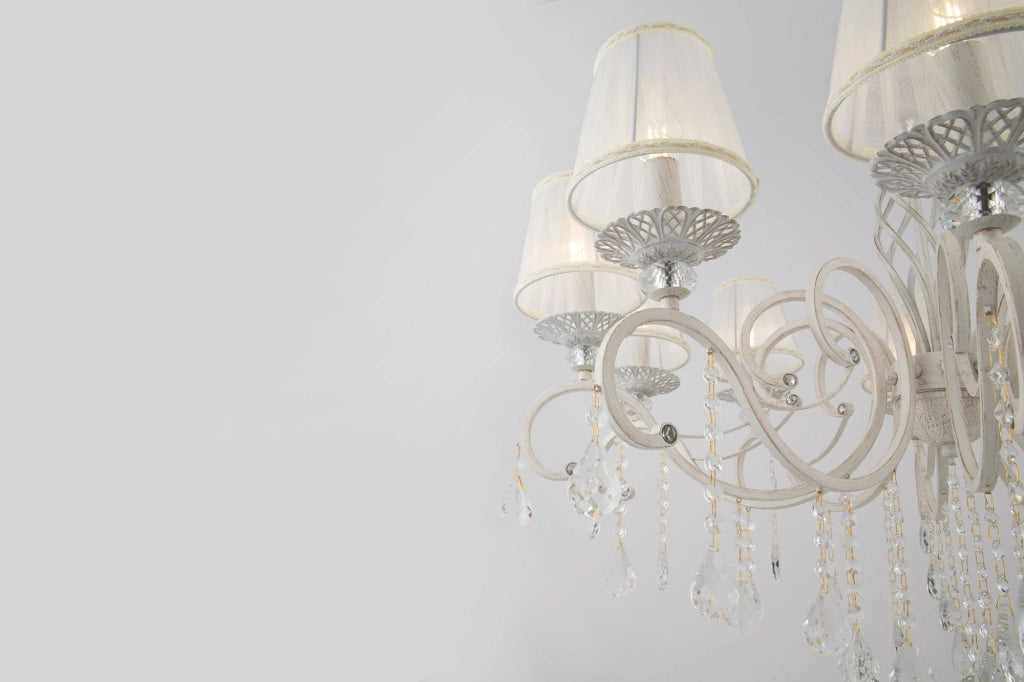 Lampadario Elegant in Metallo Grace Bianco con Oro