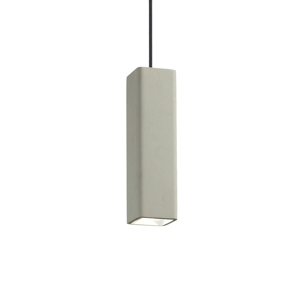 Sospensione Moderna Square Oak Metallo Cemento Grigio 1 Luce