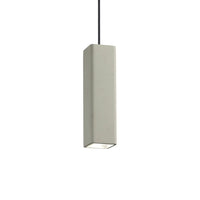 Sospensione Moderna Square Oak Metallo Cemento Grigio 1 Luce