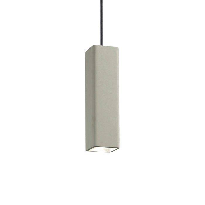 Sospensione Moderna Square Oak Metallo Cemento Grigio 1 Luce