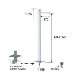 Rubinetto monocomando lavabo da terra serie qubika remer