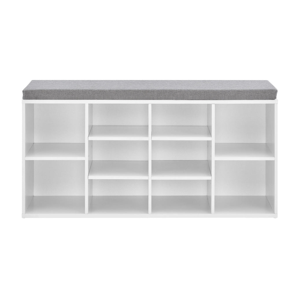 Scarpiera con Seduta Imbottita Panca Portascarpe con 10 Vani 103x48x30 cm Bianco [en.casa]
