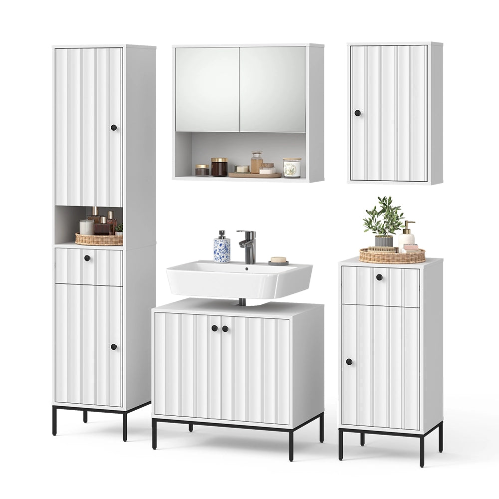 Vicco Set di mobili da bagno Ondulazione bianca 5 parti