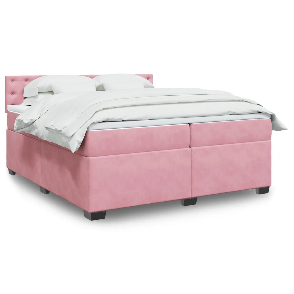 Giroletto a Molle con Materasso Rosa 200x200 cm in Velluto 3286419