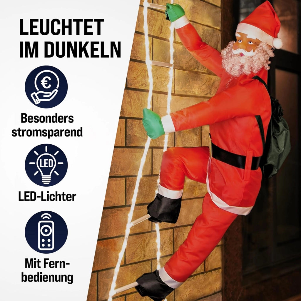 ® Babbo Natale con LED sulla Scala XXL 240cm Addobbi Natalizi Luminosi Interni ed Esterni Decorazioni Natalizie