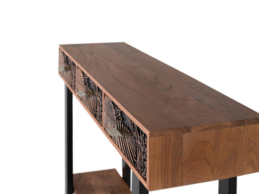 Consolle in legno di acacia naturale tinto e metallo