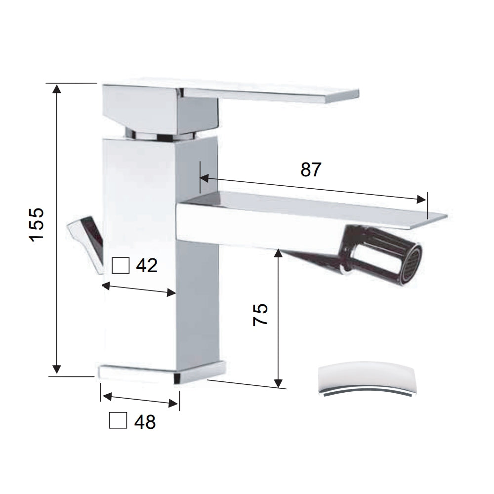 Rubinetto monocomando per bidet - serie qubika