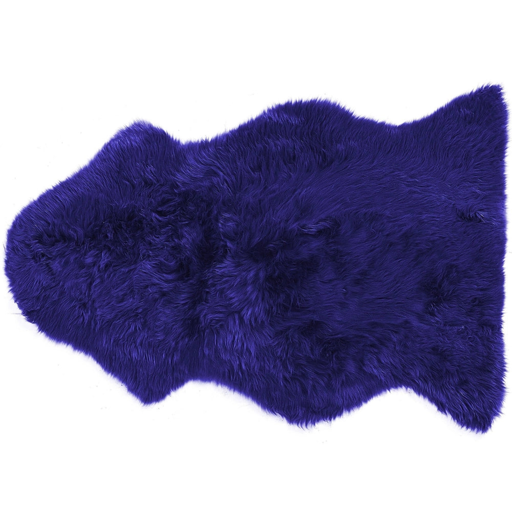 Morbido Tappeto in Vera Pelle di Pecora Blu Navy 65 x 110 cm stile moderno