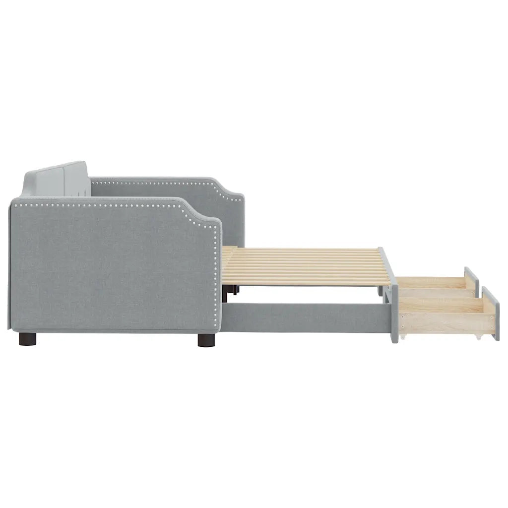 Divano Letto Estraibile Cassetti Grigio Chiaro 100x190 Tessuto 3197717