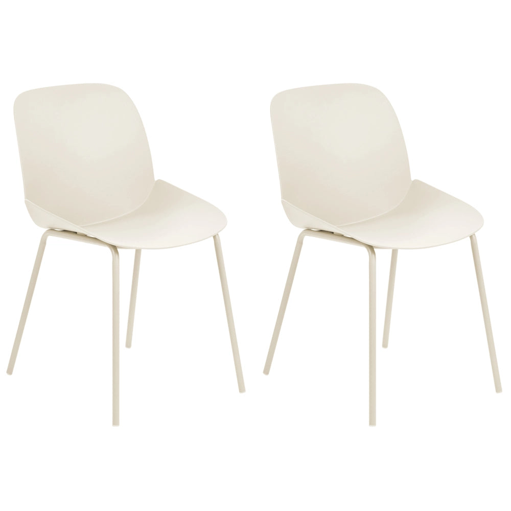 Set di 2 sedie da pranzo in plastica beige con seduta profonda Design moderno e contemporaneo per la sala da pranzo