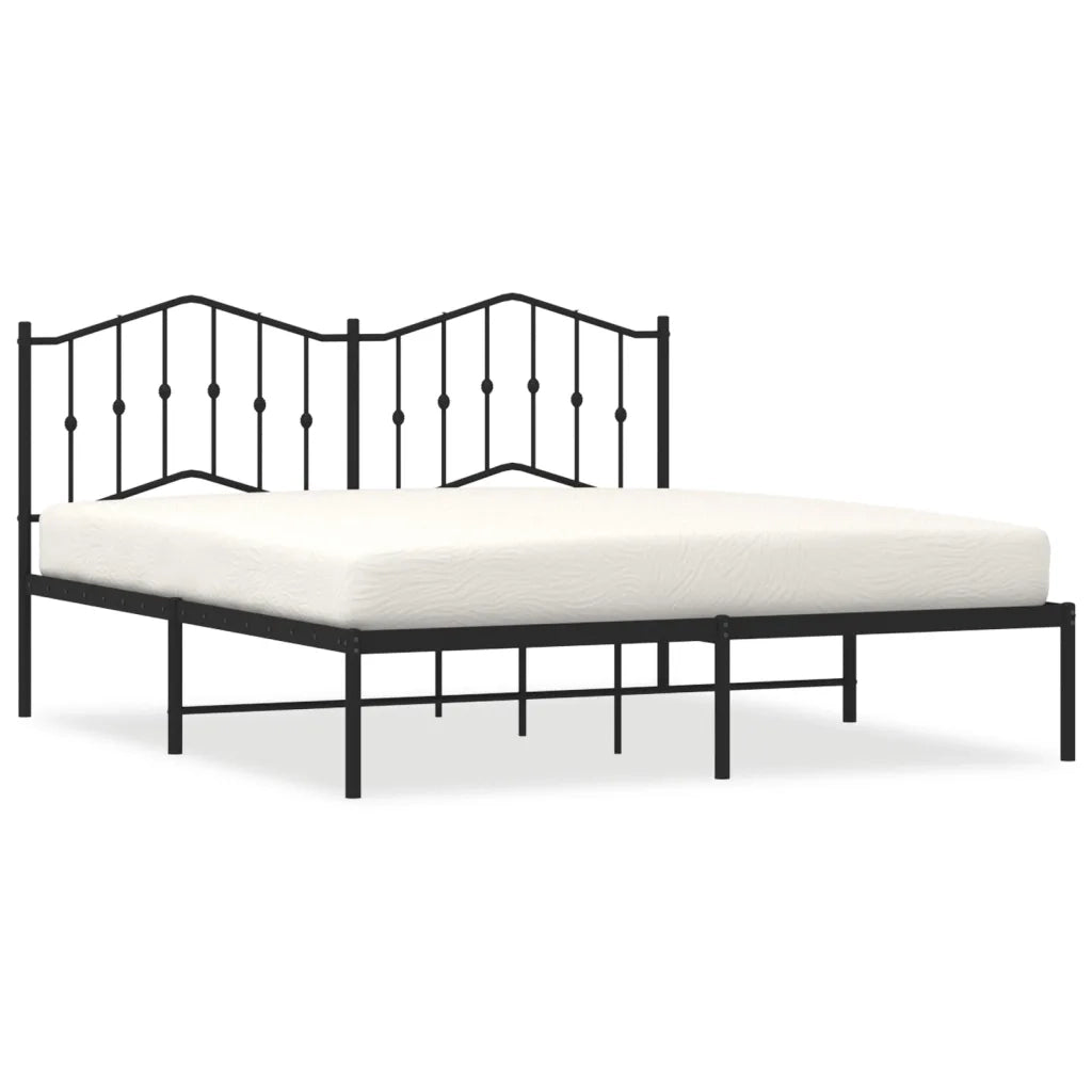 Giroletto con Testiera in Metallo Nero 180x200 cm 373793