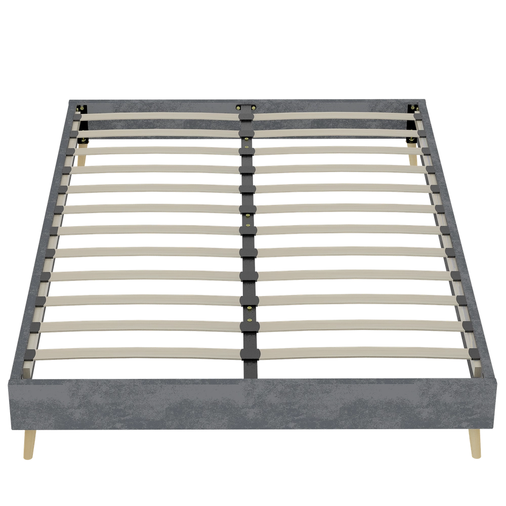 Letto Matrimoniale in Velluto ¨C MINIMAL ¨C Grigio 140x200 con Materasso