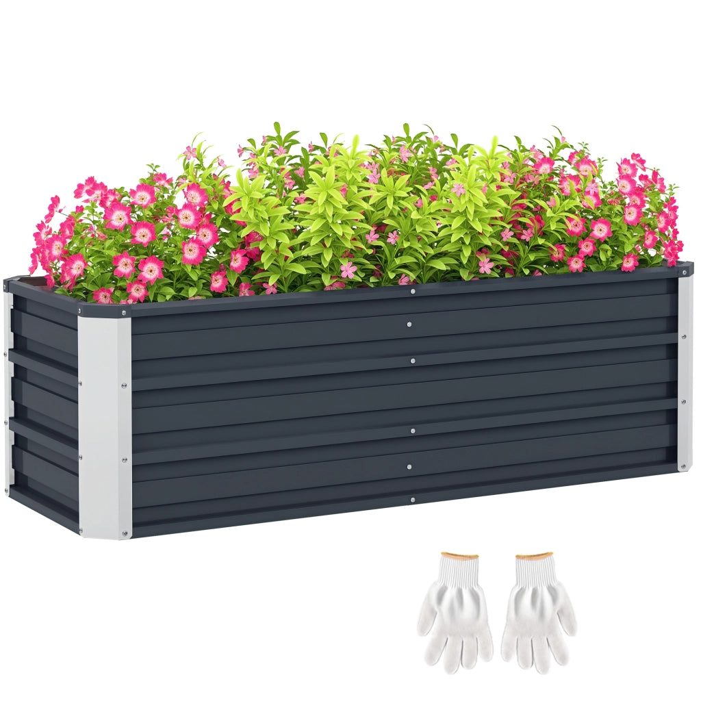 Vaso da giardino in acciaio per piante ¨C zephmum ¨C carbone grigio 125x47x44 cm